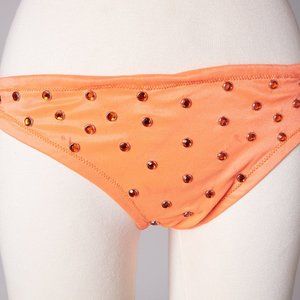 1970s Orange Jeweled Circus Burlesque Costume Bikini